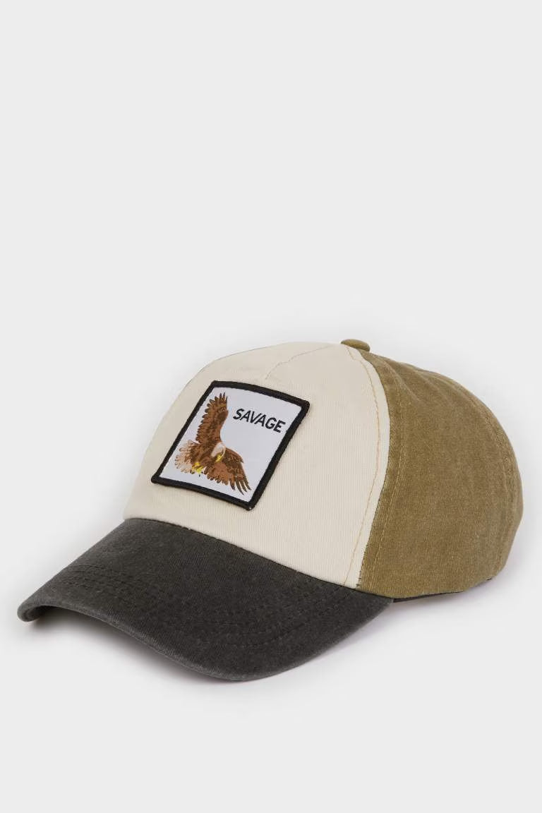 Man Label Printed Woven Baseball Basketball Cap - - Multicolor