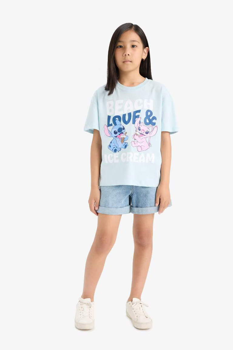 Girl Disney Lilo & Stitch Relax Fit Crew Neck T-Shirt - -