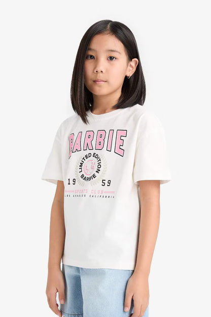 Girl Barbie Relax Fit Crew Neck Short Sleeve T-Shirt - -