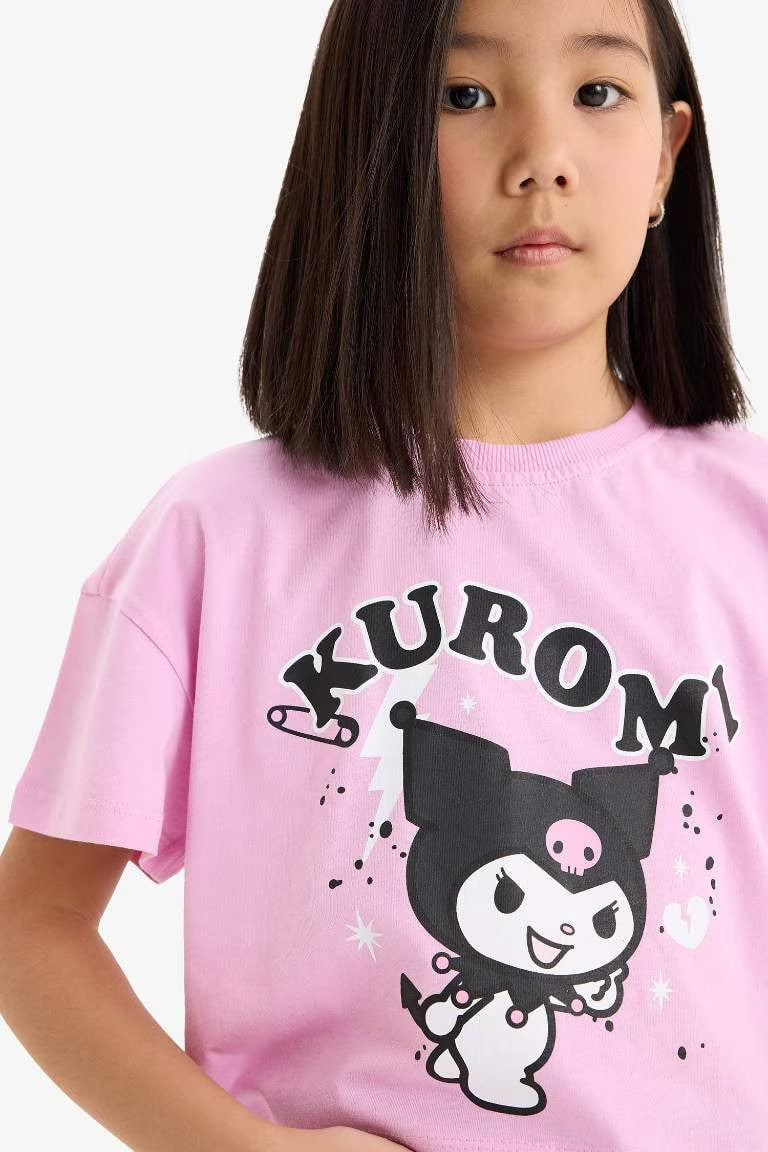 Girl Crew Neck Short Sleeve T-Shirt - - Pink