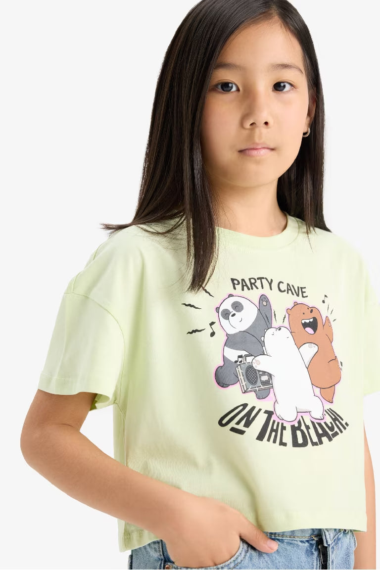 Girl We Bare Bears Crew Neck Short Sleeve T-Shirt - - light mint