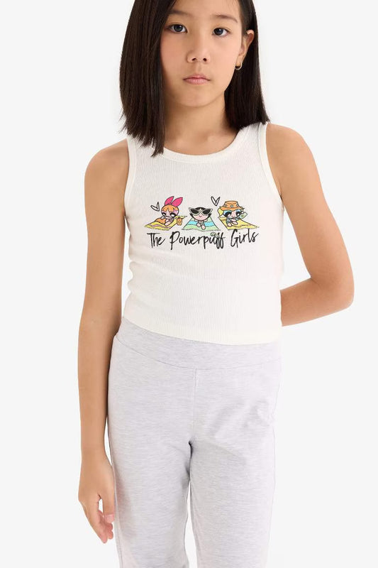 Girl Slim Fit PowerPuff Girls Licensed Ribana Tank Top - -
