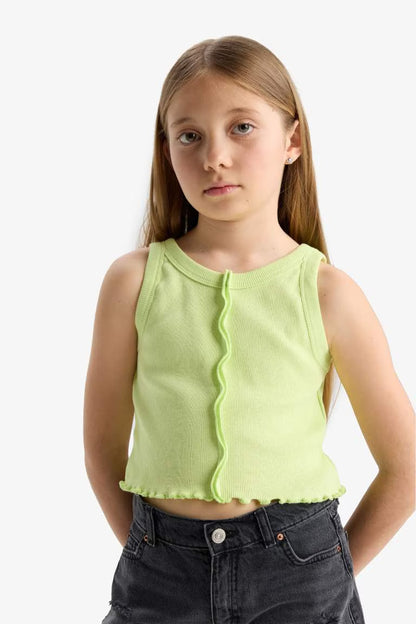 Girl Crew Neck Crop Top - -