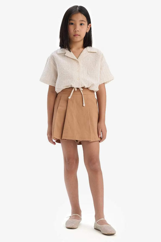 Girl Muslin Short Sleeve Crop Shirt - -