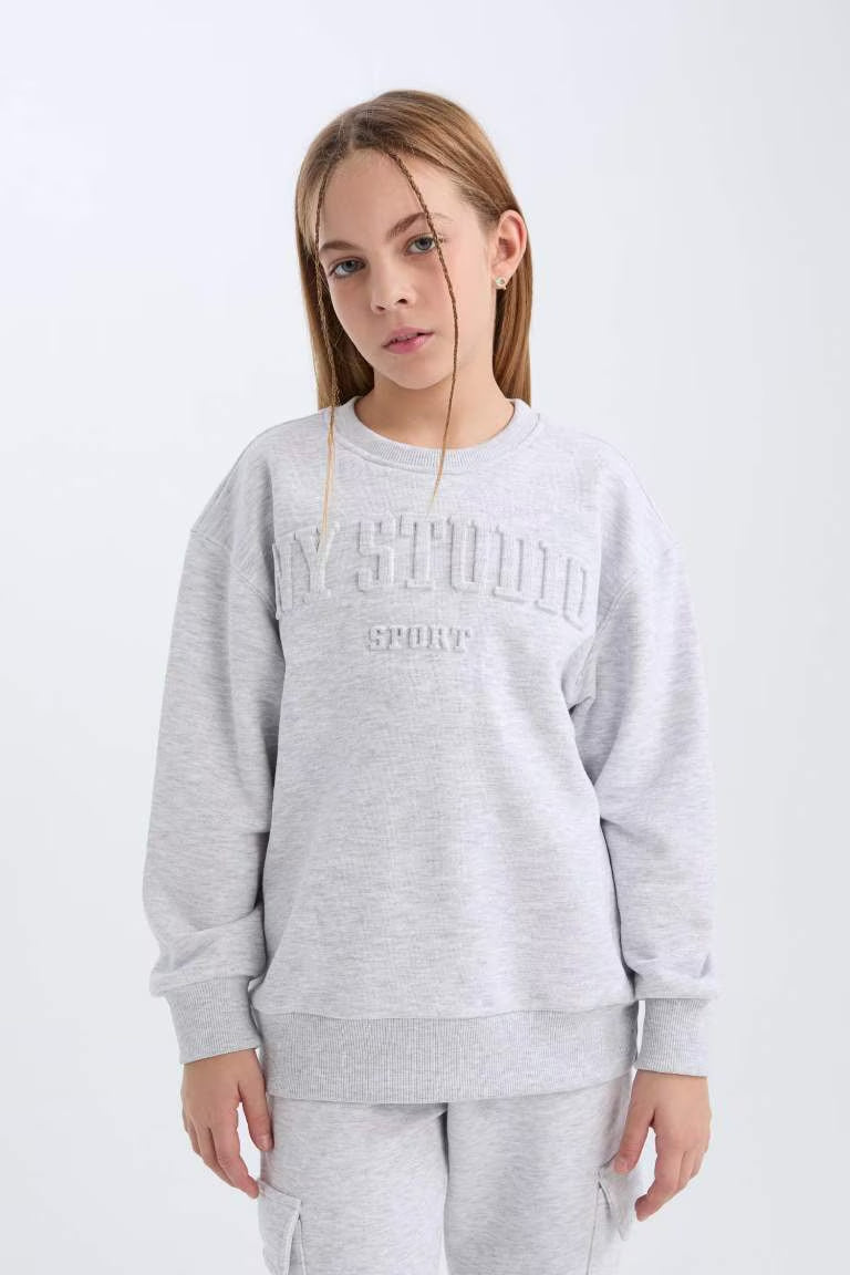Girl Crew Neck Printed Sweatshirt - -