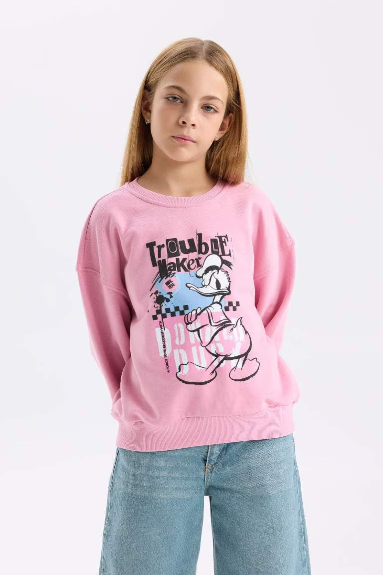 Girl Disney Mickey Mouse &Friends Relax Fit Sweatshirt - - Pink