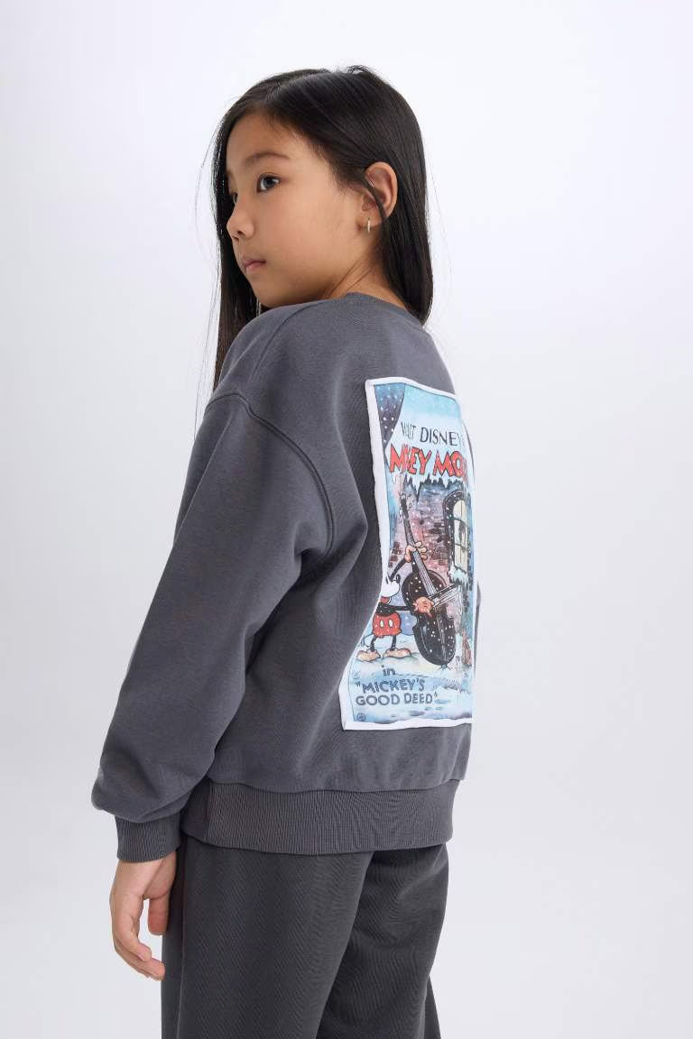 Girl Disney Mickey Mouse &Friends Oversize Fit Back Printed Sweatshirt - -