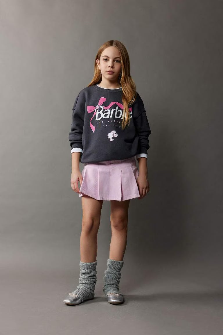 Girl Barbie Relax Fit Crew Neck Sweatshirt - -