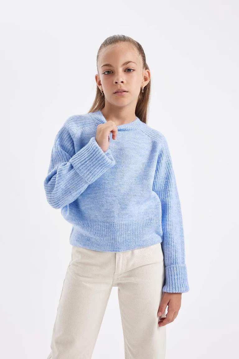 Girl Regular Fit Crew Neck Pullover - - light lilac