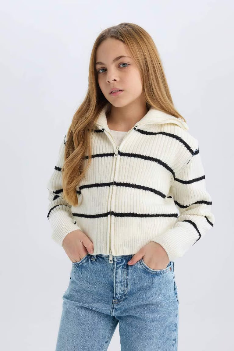 Slim Fit Hooded Cardigan - - Ecru