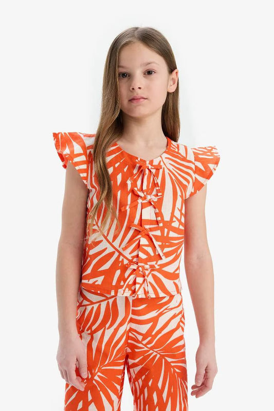 Girl Short Sleeve Blouse - -