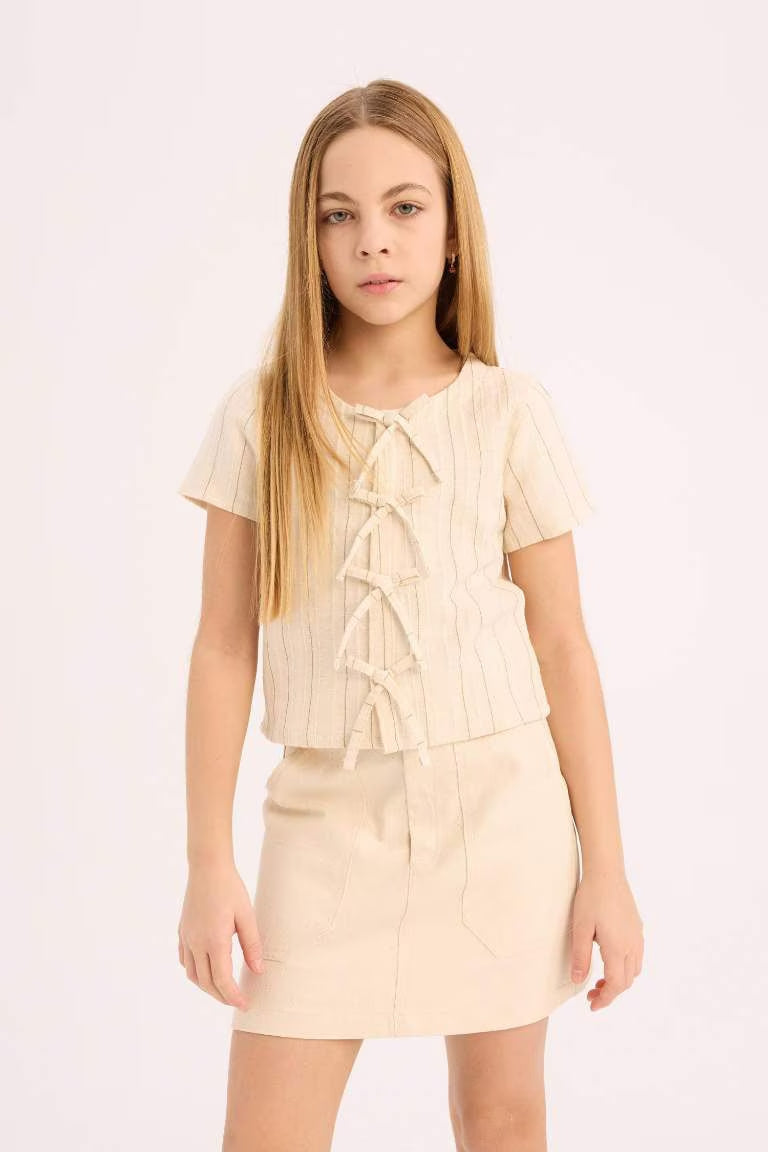 Girl Short Sleeve Blouse - -