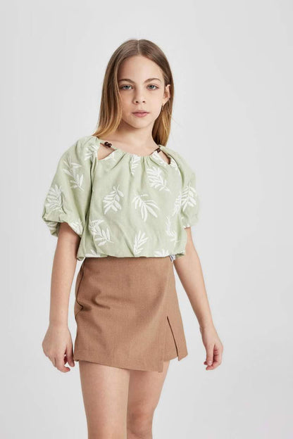 Girl Short Sleeve Blouse - -