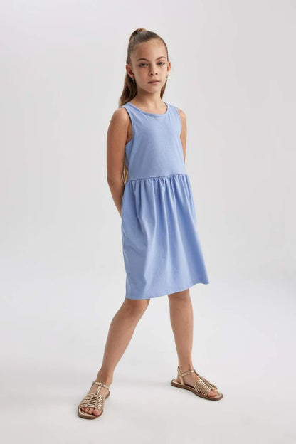 Regular Fit Knitted Dress - - Cornflower Blue