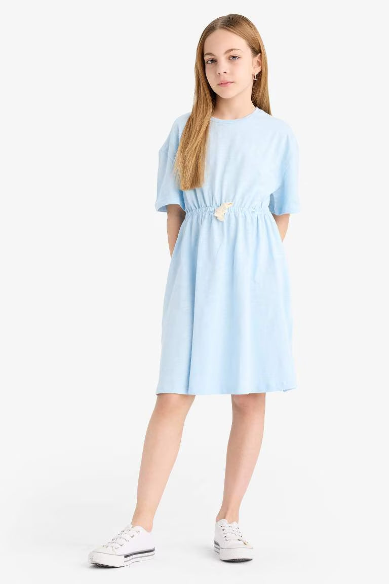 Girl Oversize Fit Short Sleeve Dress - - sky
