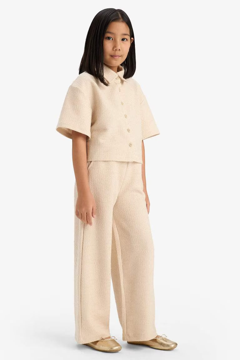 Girl Wide Leg Crinkle Trousers - -