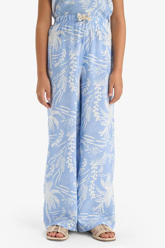 Girl Palazzo Wide Leg Trousers - - Pond blue