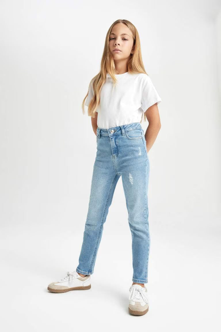 Girl Skinny Fit Ripped Detailed Pocketed Jeans - -
