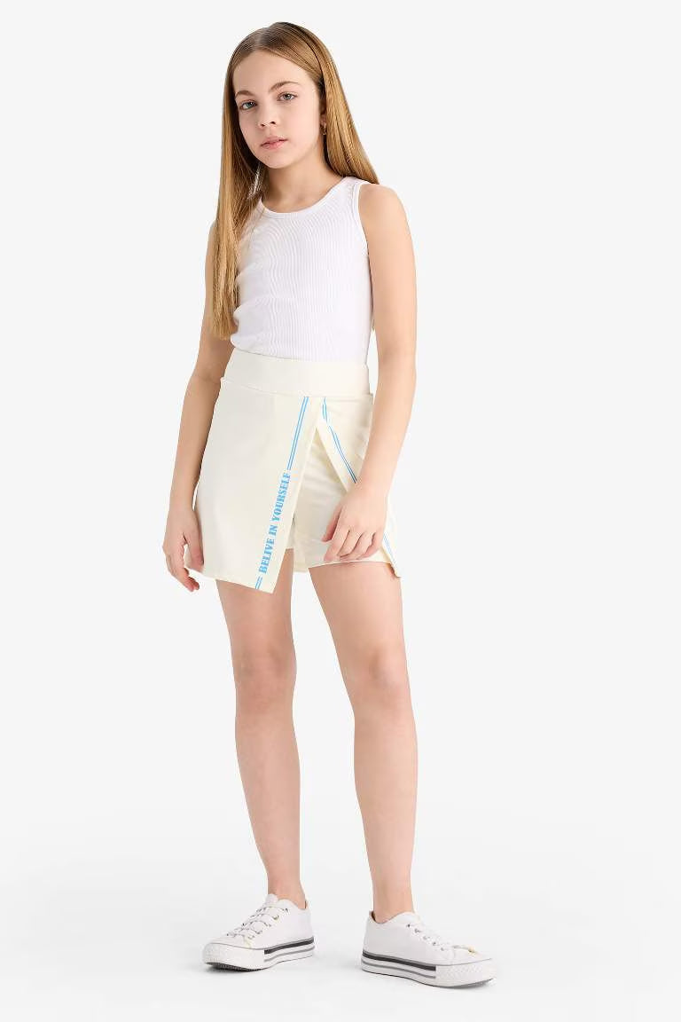 Girl Printed Skort - - Ecru