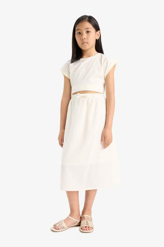 Girl Woven Regular Fit Skirt - - Ecru