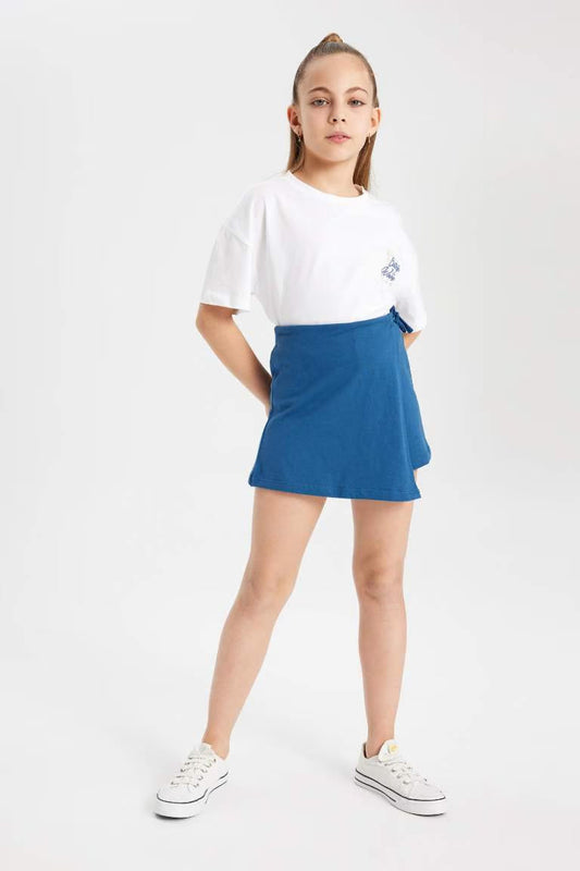 Girl Regular Fit Knitted Skirt - - Blue
