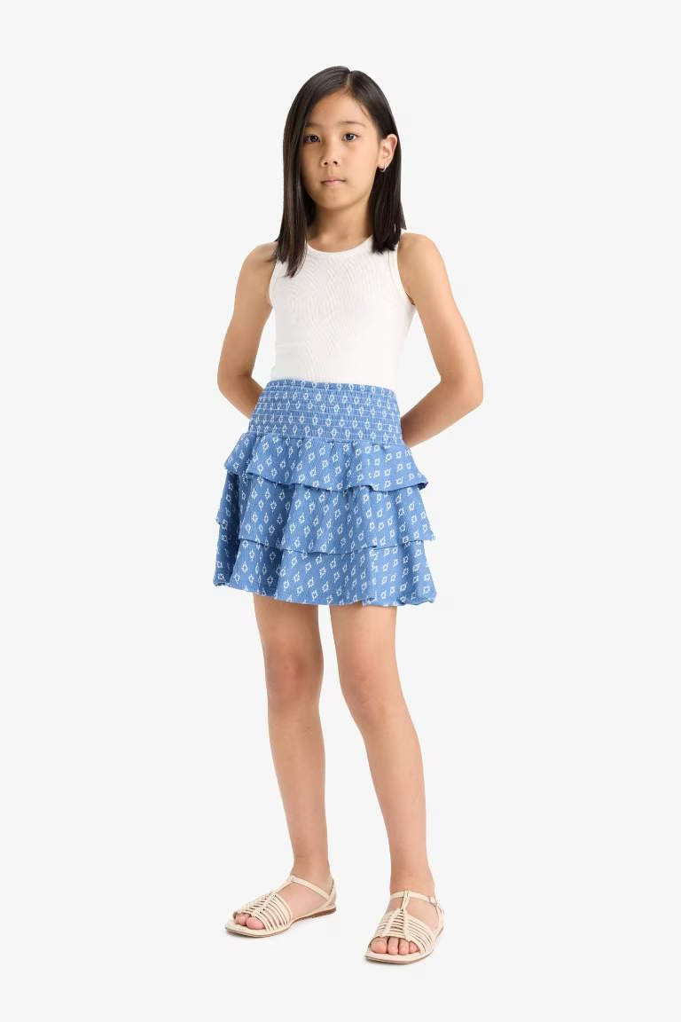 Girl Regular Fit Knitted Skirt - - Blue