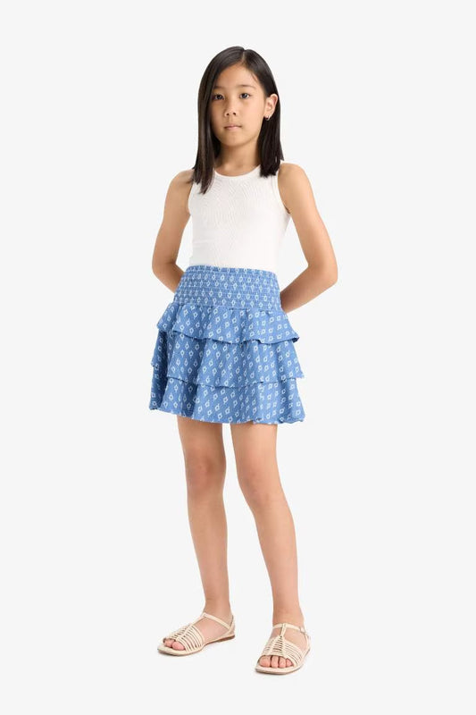 Girl Regular Fit Knitted Skirt - - Blue