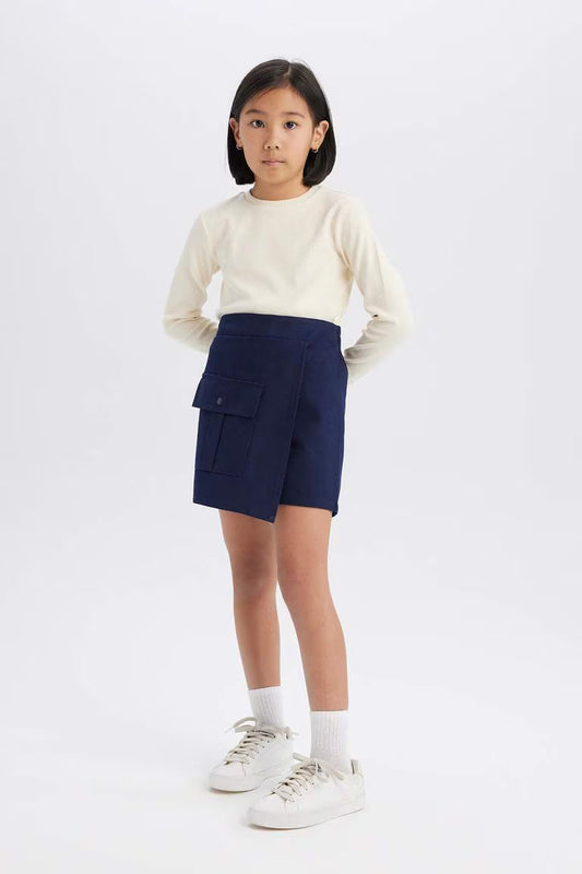 Girl Gabardine Skirt - - Navy