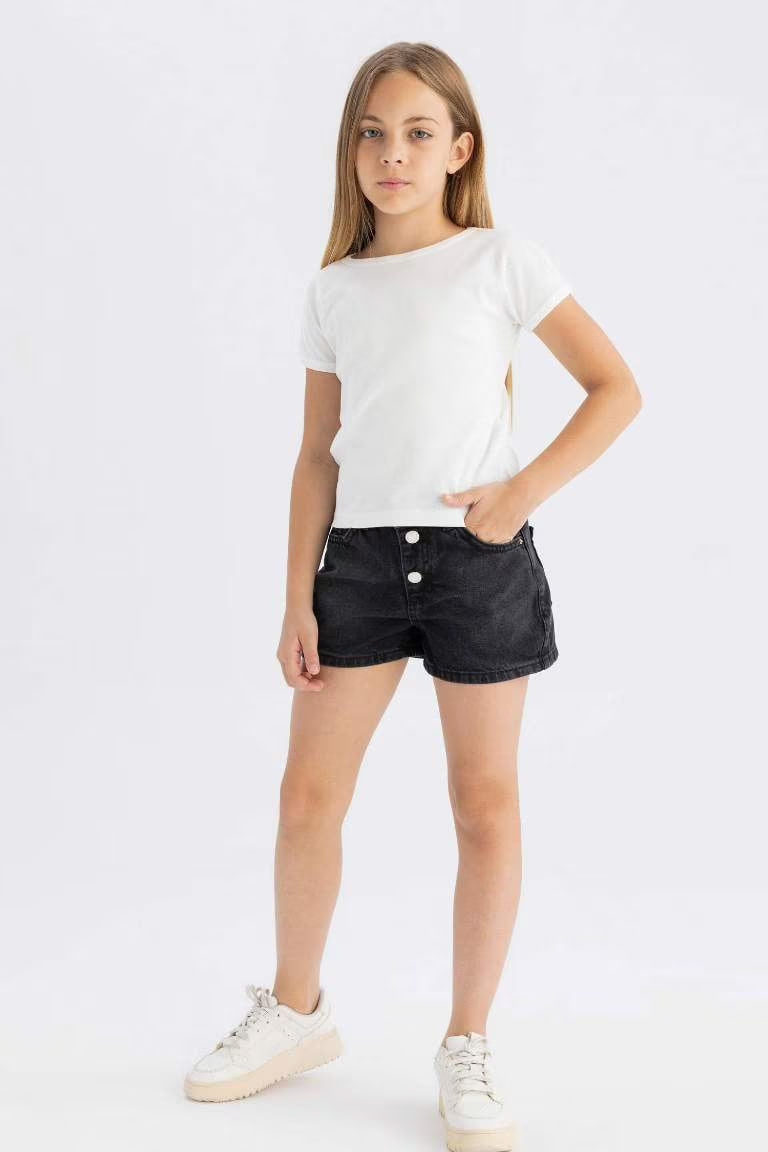 Girl Mom Fit Denim Shorts - - anthracite