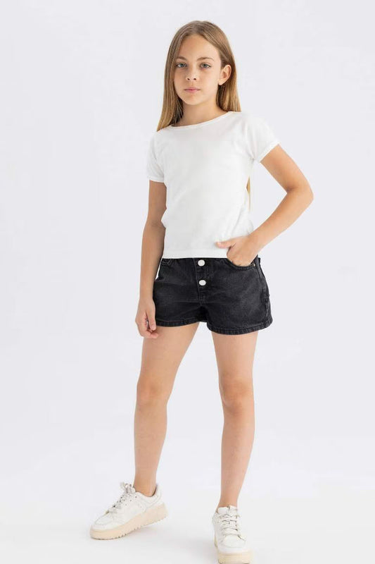 Girl Mom Fit Denim Shorts - - anthracite