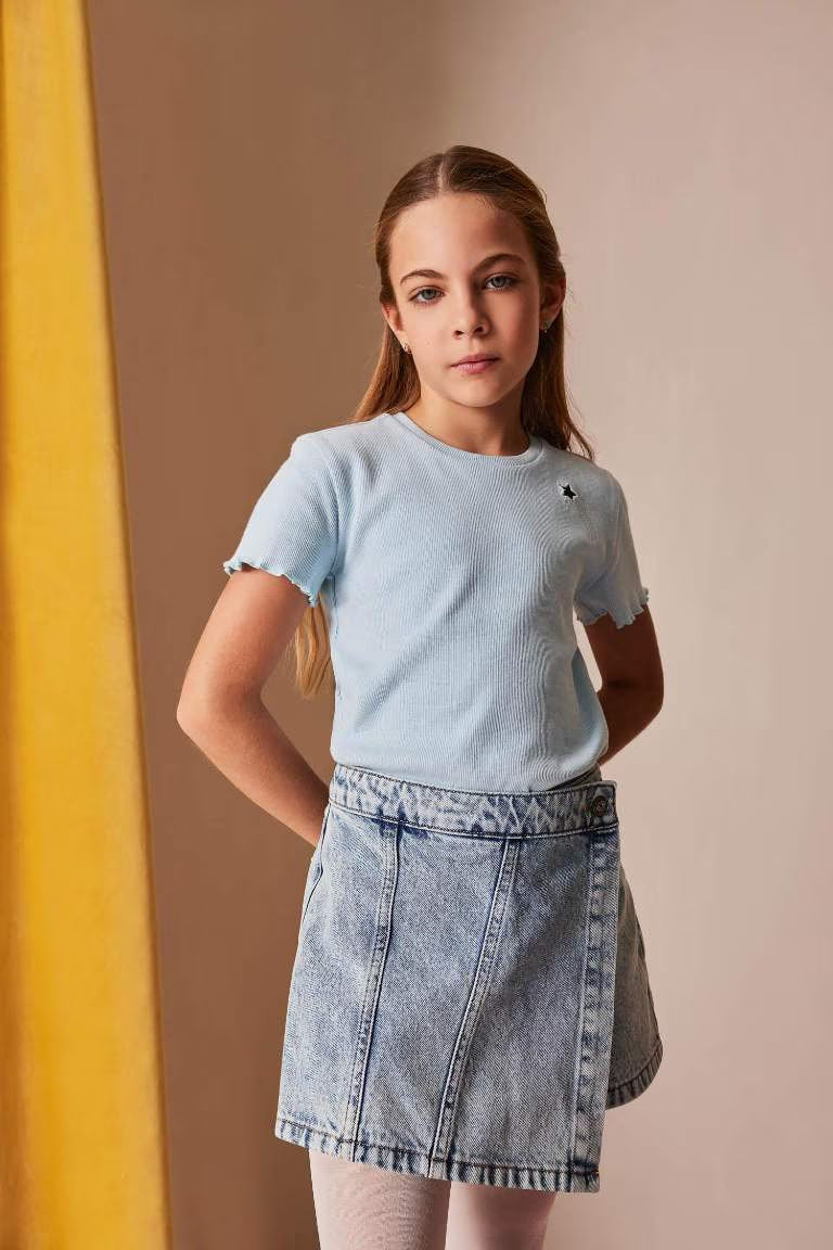 Girl Denim Skirt - - sky