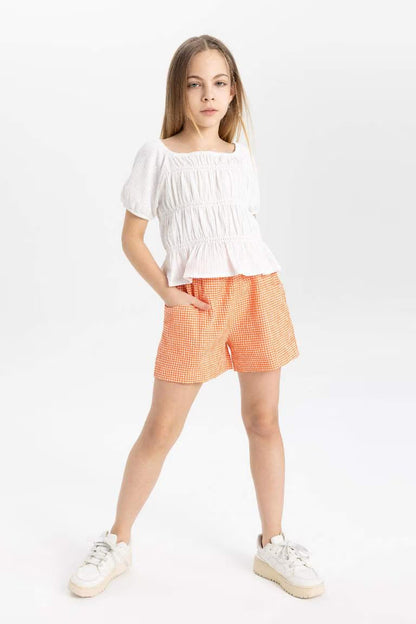 Girl Paperbag Shorts - - Orange