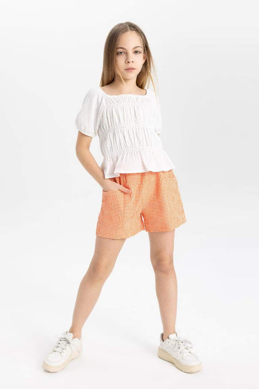 Girl Paperbag Shorts - - Orange