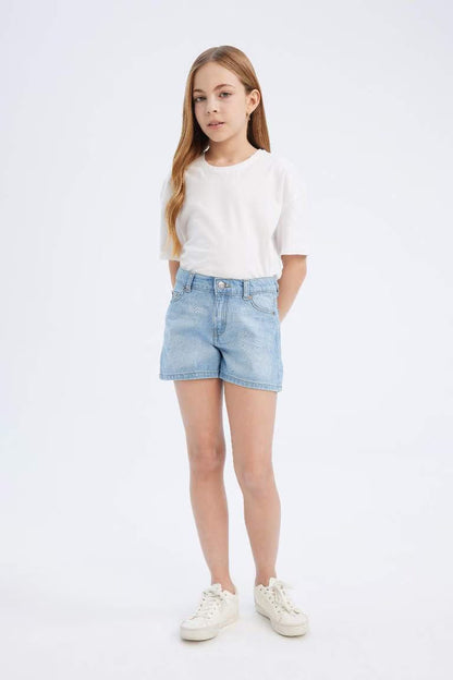 Girl Denim Shorts - - sky