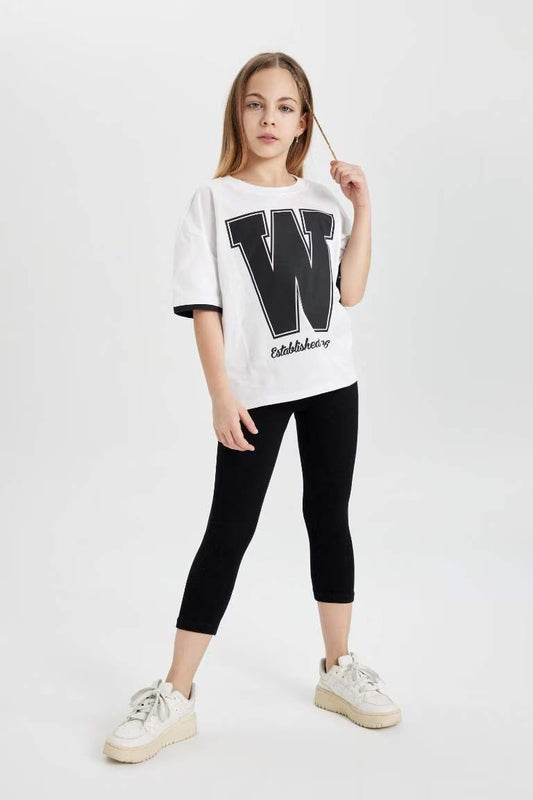 Girl Capri Length Leggings - - Black