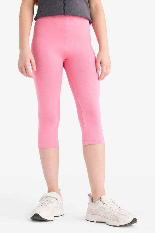 Girl Capri Length Leggings - - Pink
