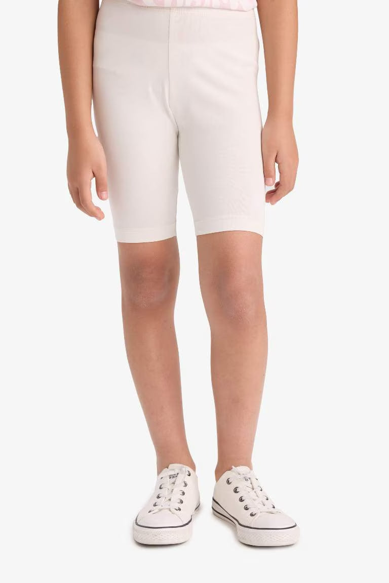 Girl Biker Short Leggings - - Ecru