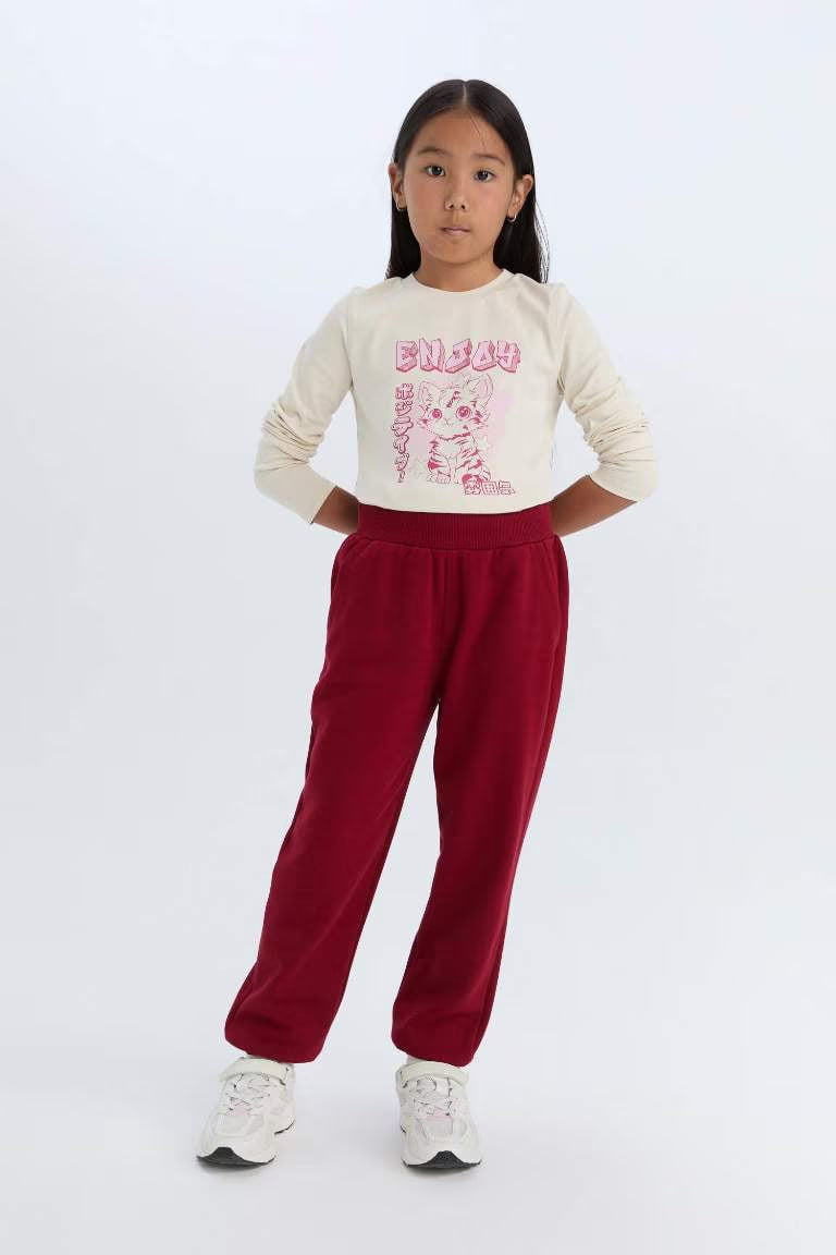Baby Girl Basic Jogger Sweatpants - - bordeaux