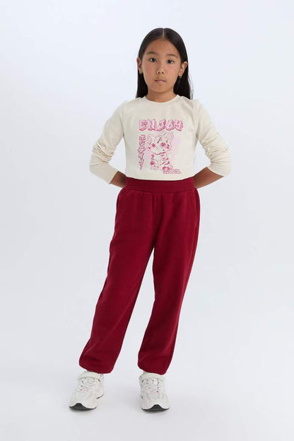 Baby Girl Basic Jogger Sweatpants - - bordeaux