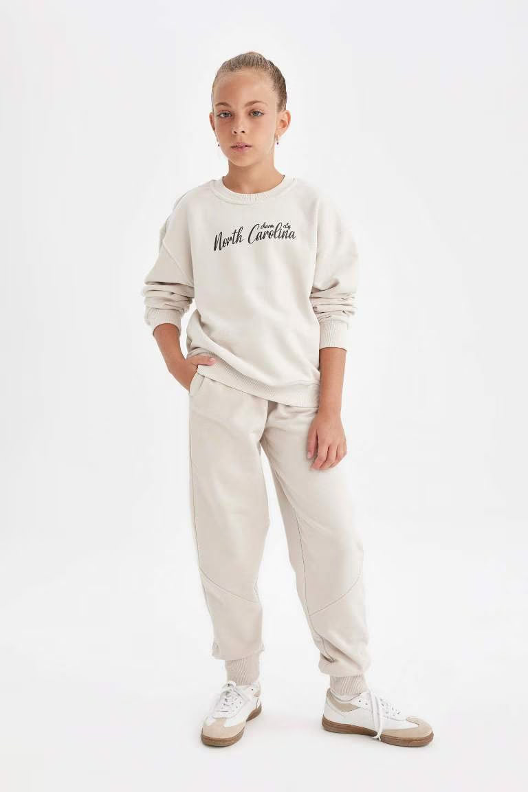 Girl Jogger School Sweatpants - - stone