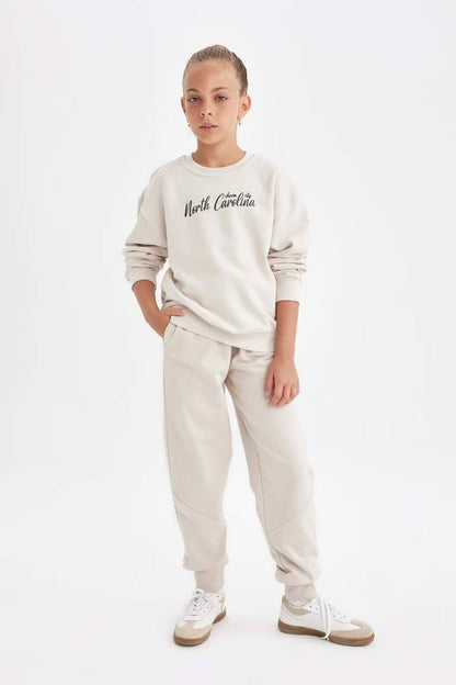Girl Jogger School Sweatpants - - stone
