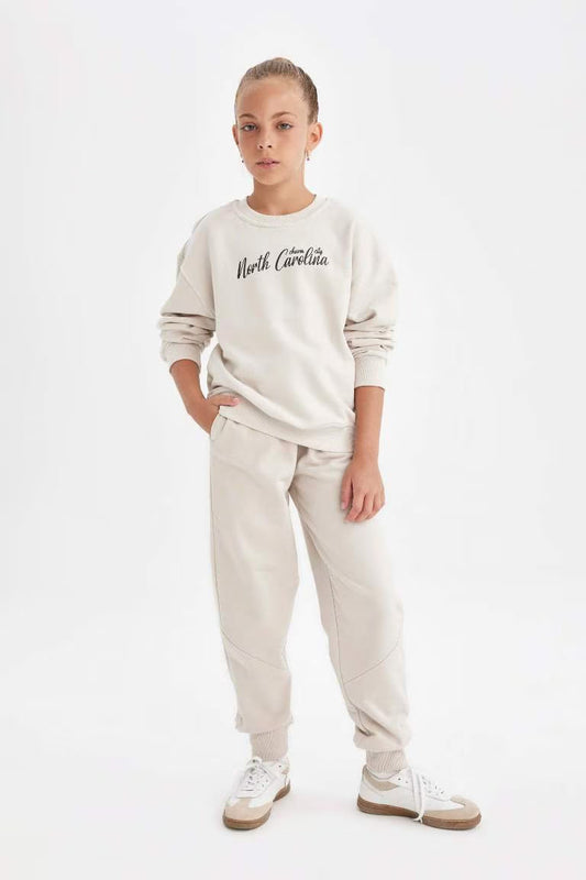 Girl Jogger School Sweatpants - - stone