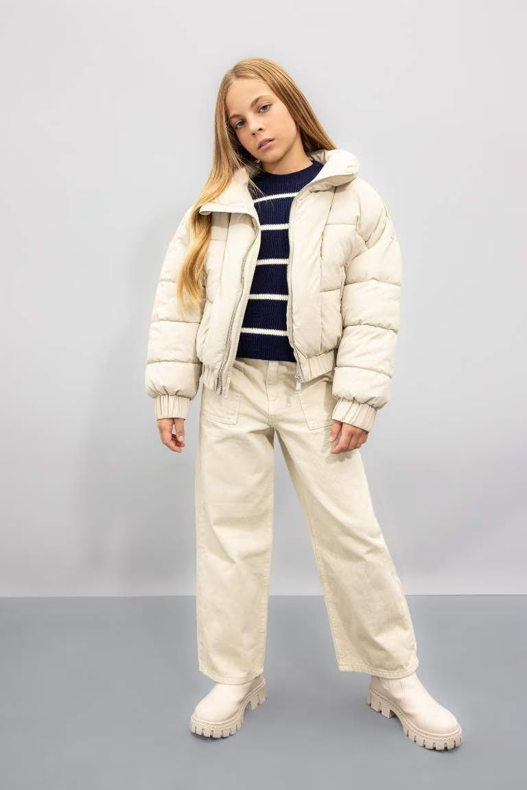 Girl Hooded Waterproof Puffer Jacket - -