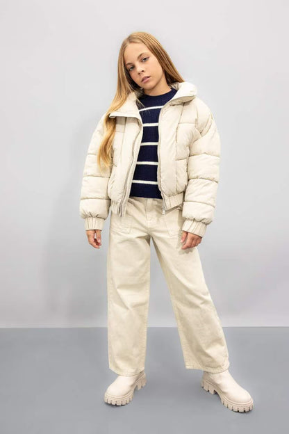 Girl Hooded Waterproof Puffer Jacket - -