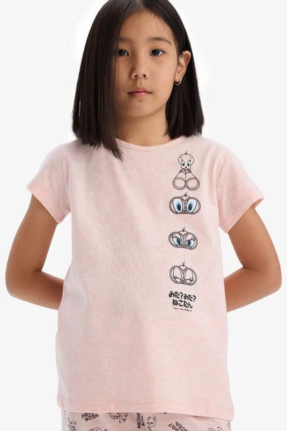 Girl Looney Tunes Regular Fit 2 Piece Pajama Set - - Pink
