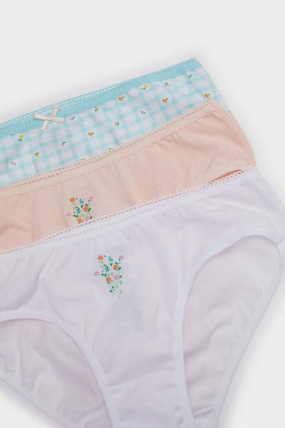 Girl Floral 3 Piece Slip Panties - - Multicolor