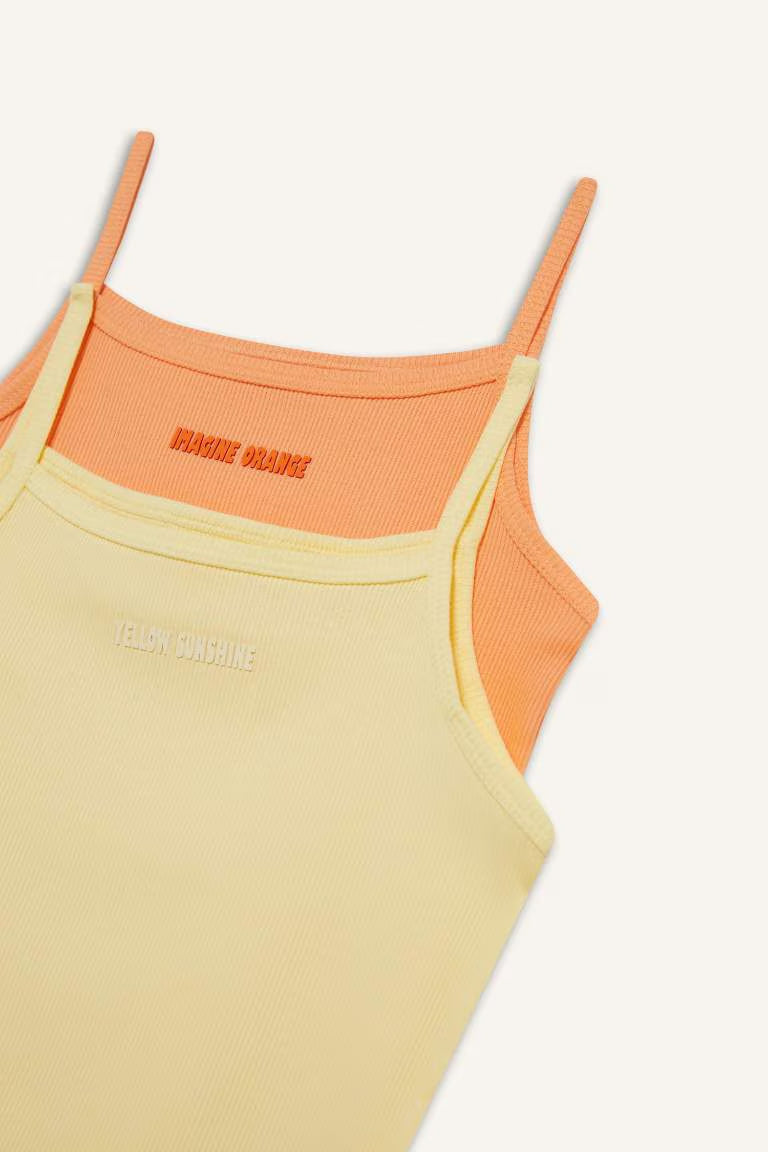 Girl 2 piece Regular Fit Slogan Camisole Tank Top - - Multicolor