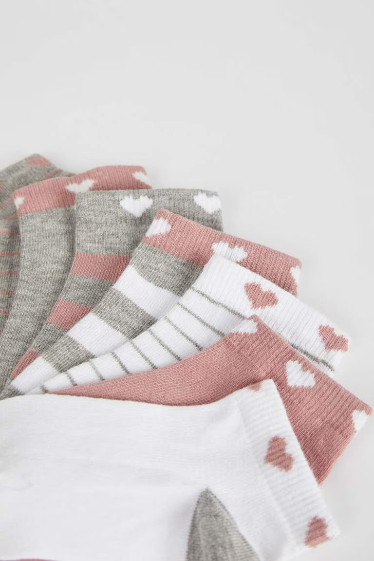 Girls' Cotton 7-Pack Short Socks - - Multicolor