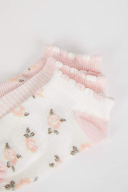 Girls 3 Pack Cotton Long Socks - -