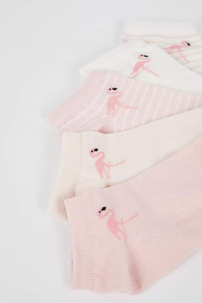 Girls' Cotton 5 Pack Short Socks - -